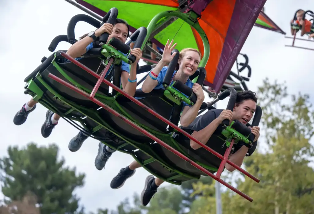 Mission Viejo residents Liberty, Kristen and Rush, from left, ride...