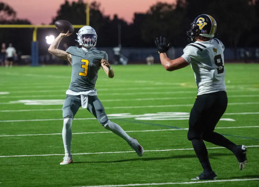 Crean Lutheran quarterback Caden Jones throws the ball during a...