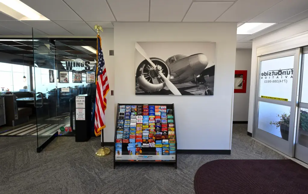 The refurbished lobby at Fullerton Airport in Fullerton on Tuesday,...