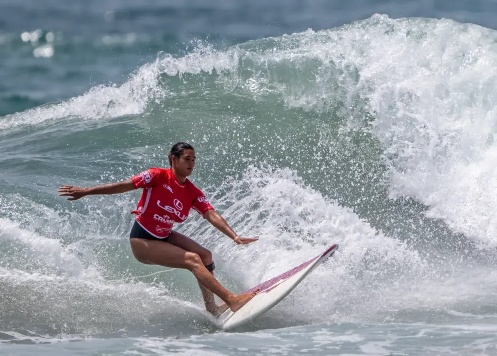 Avalon Gall of Laguna Beach competes in heat 3 of...