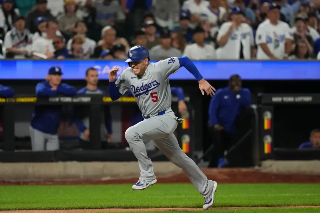 Dodgers’ Freddie Freeman during the sixth inning of a baseball...