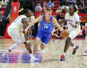 Adou Thiero finds balance on court, Lakers win 2nd straight in NBA Summer League