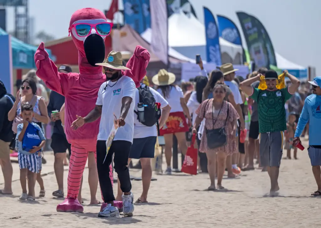The pelican mascot for Goodr Sunglasses dances to music on...