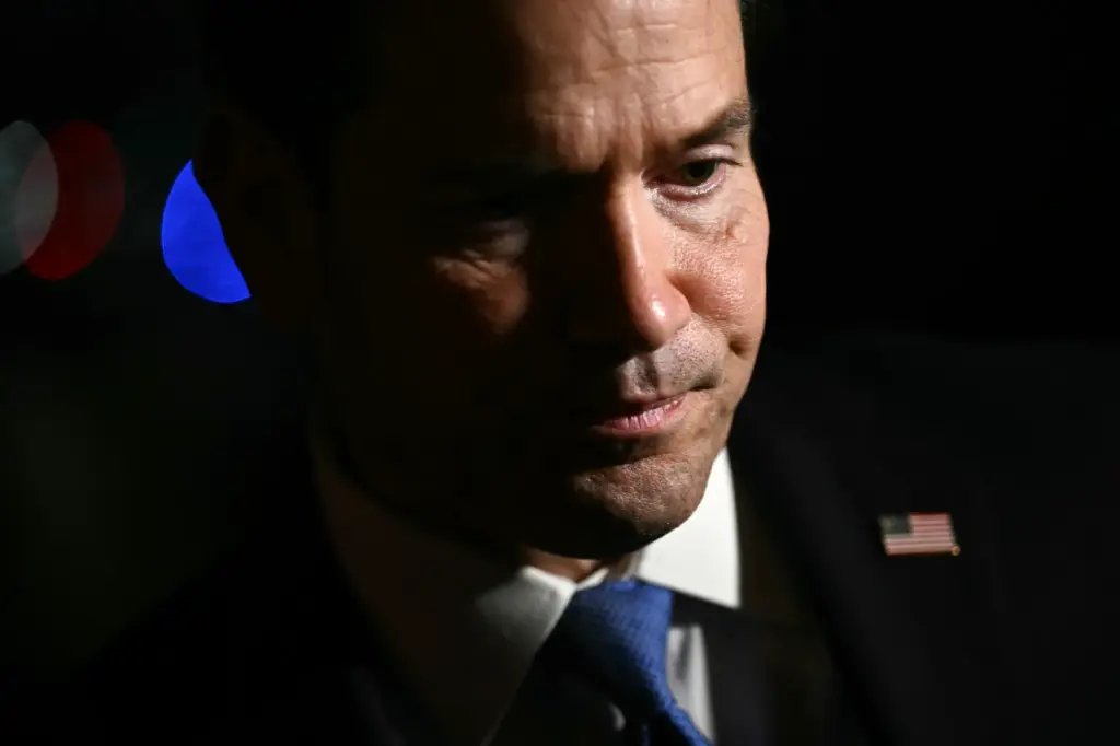 Secretary of State Marco Rubio speaks to reporters.