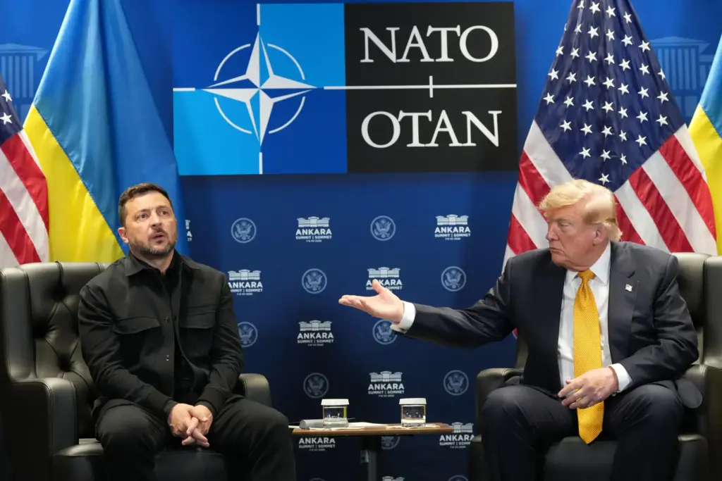 President Donald Trump meets with Ukraine's President Volodymyr Zelenskyy.