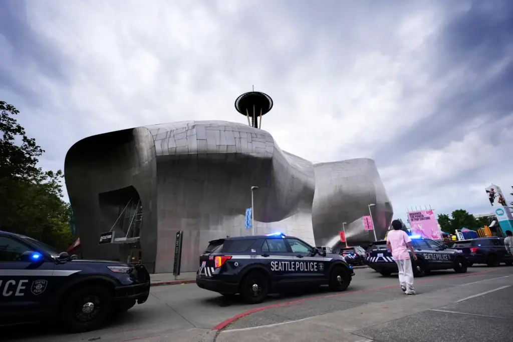 Police respond to a shooting at Seattle Center during the Bite of Seattle food festival.