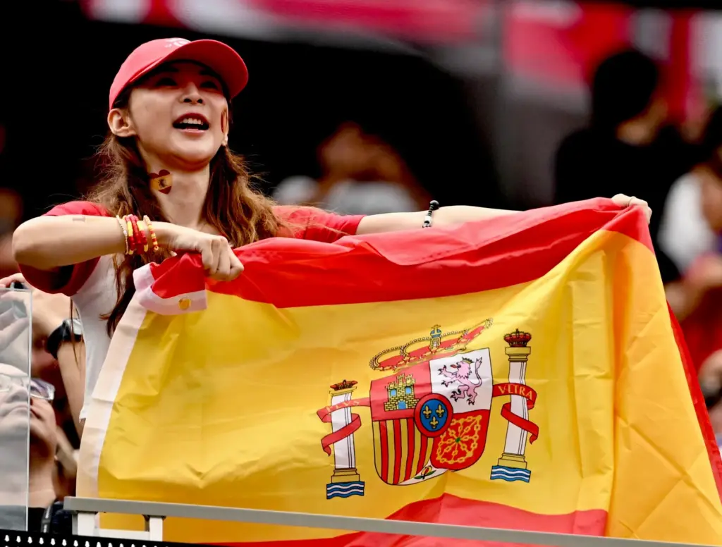 Spain fan waves the flag prior to a FIFA World...