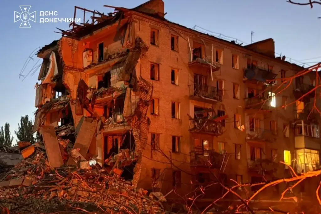 This photo provided by the Ukrainian Emergency Service shows a...