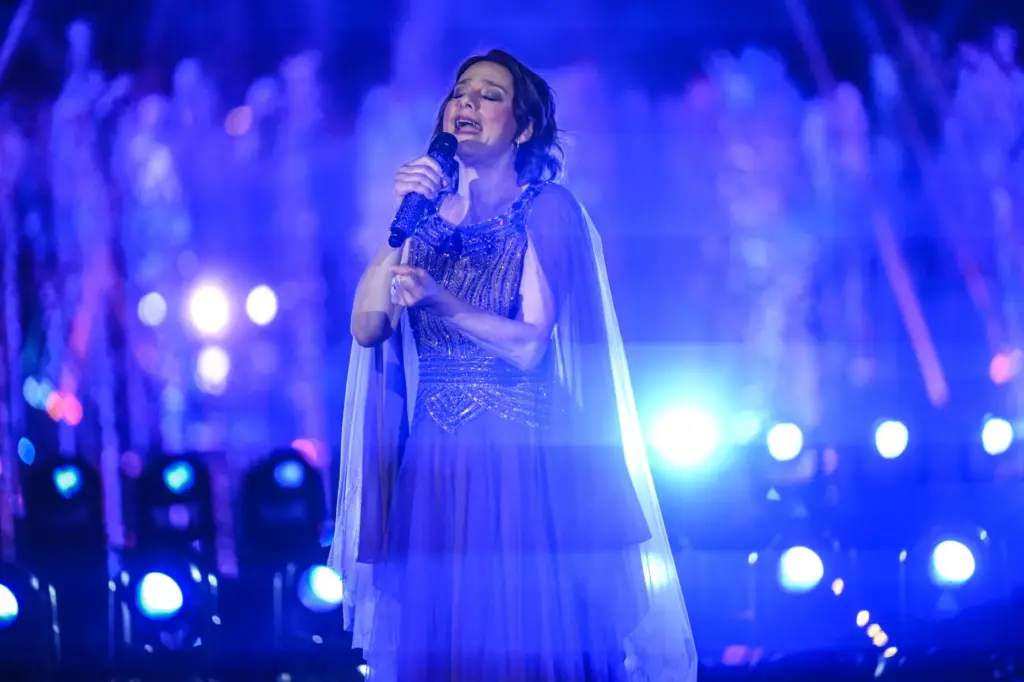 Judy Kuhn, singing voice of animated Pocahontas, performs during âDisney...