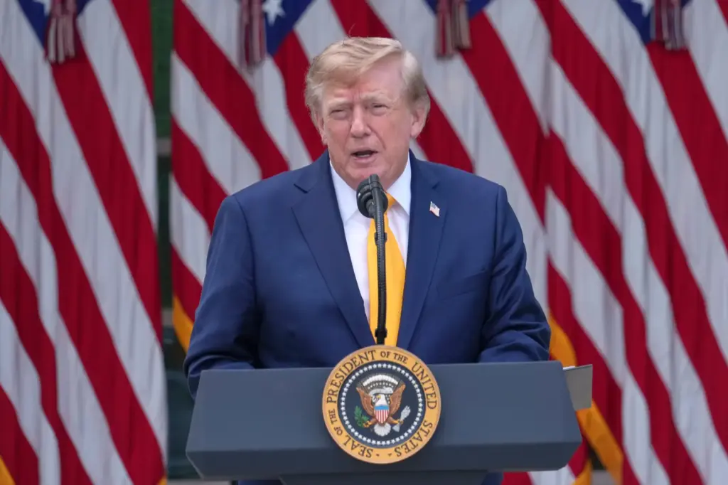 President Donald Trump speaks during a back to school event...