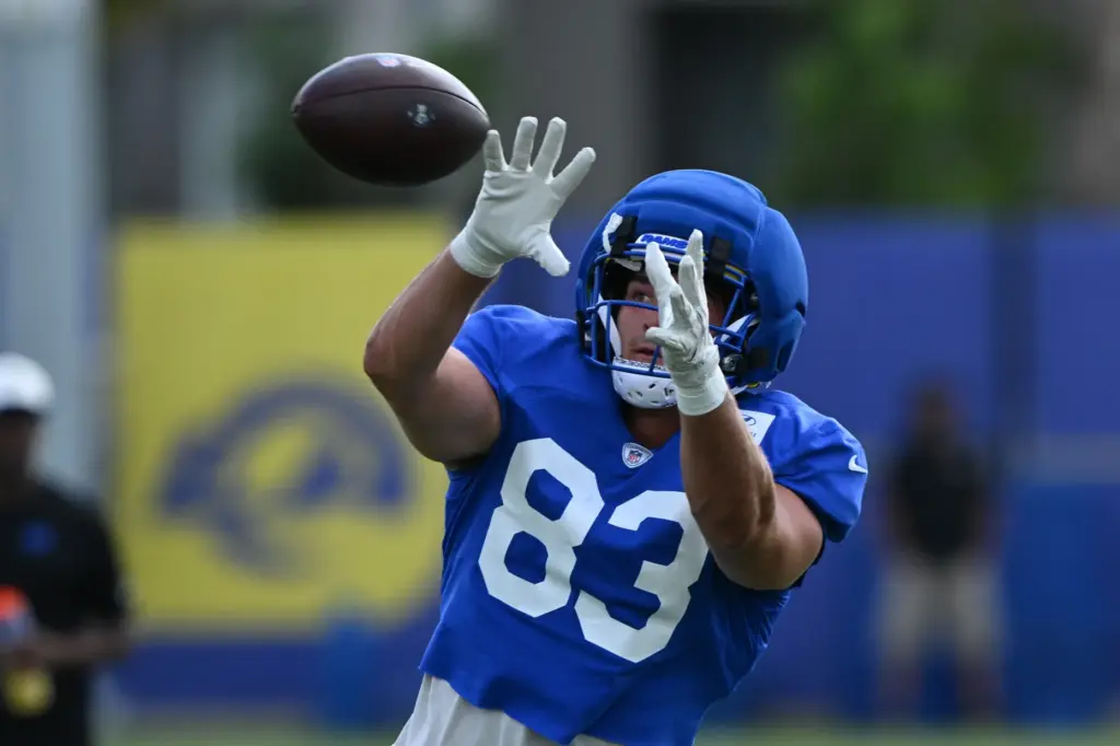 Marc Redman (83) during Rams joint practice with the Dallas...