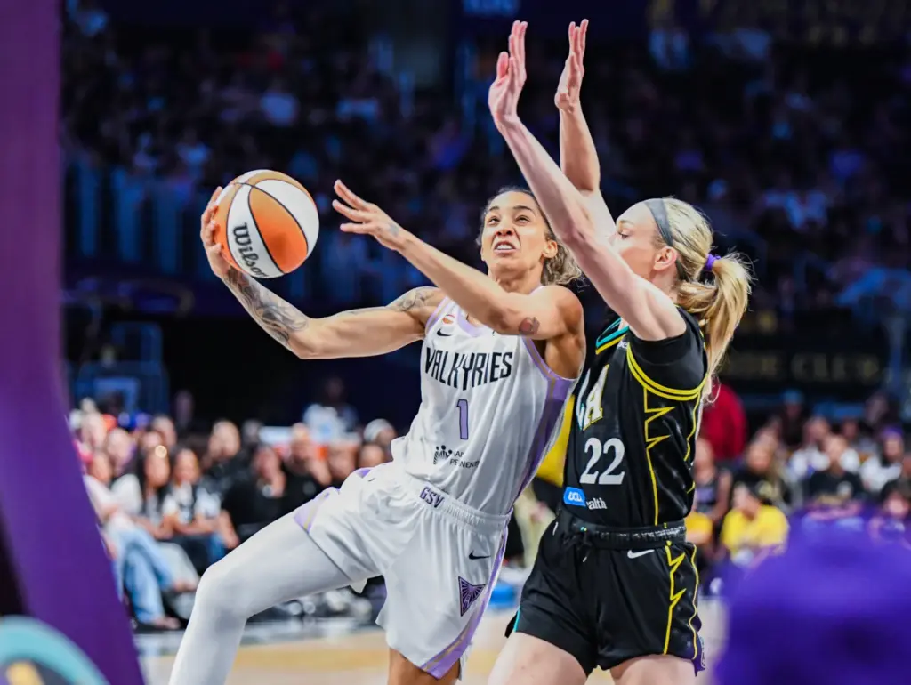 Golden State Valkyries guard Gabby Williams attempts a layup during...