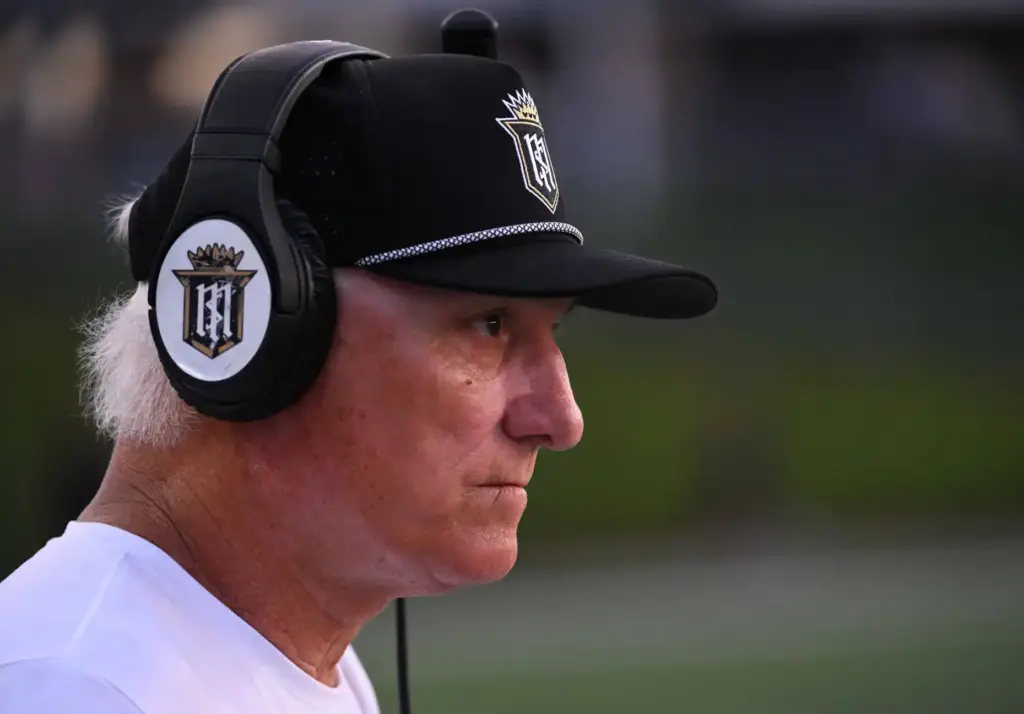 Servite’s new head coach Rick Garretson at a football game...