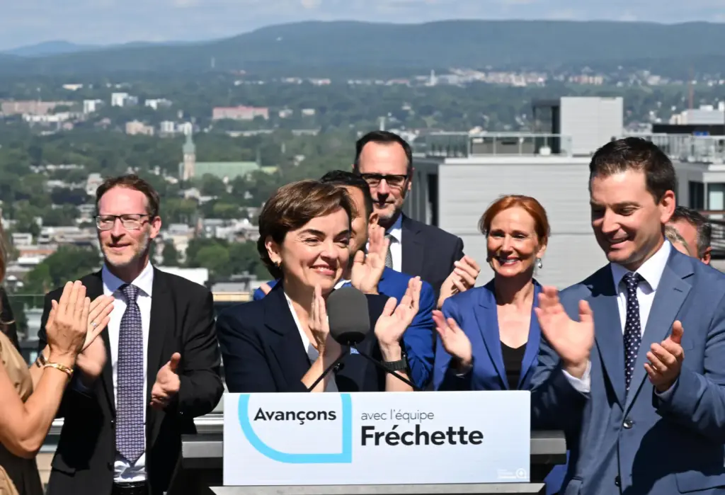 Coalition Avenir Quebec Leader Christine Frechette holds a news conference.