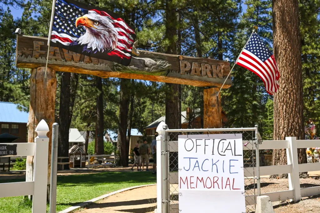 The memorial for Jackie, the Big Bear bald eagle who...