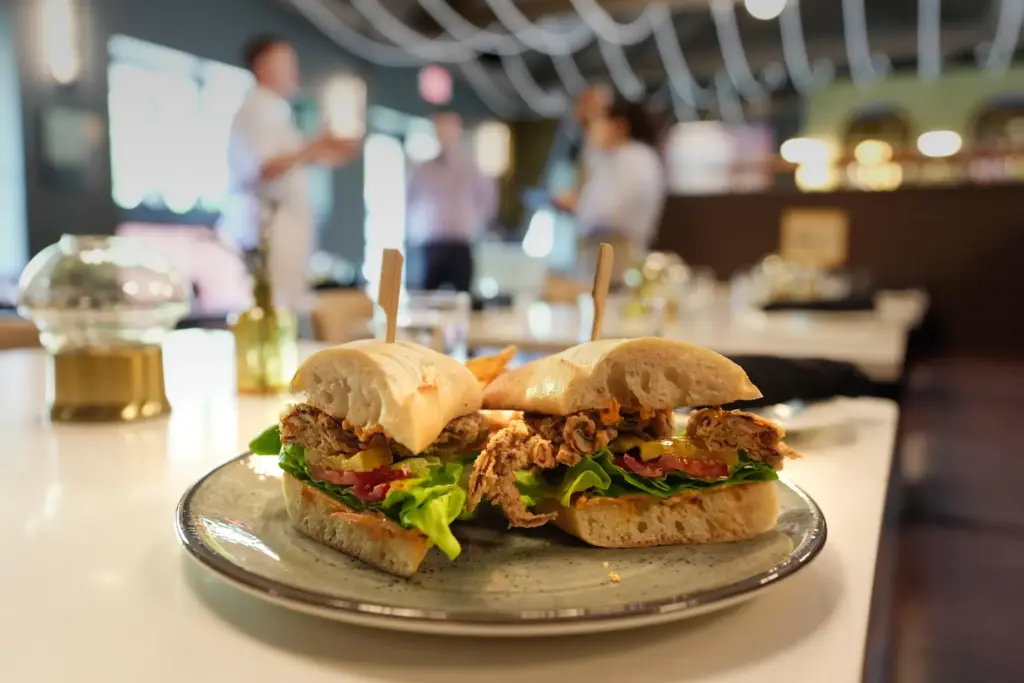 A breaded green crab sandwich is served at Signal restaurant...