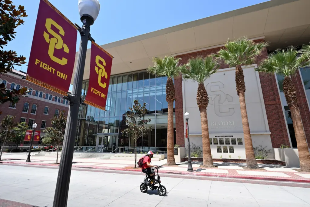 A look at the outside of USC’s state-of-the-art Bloom Football...