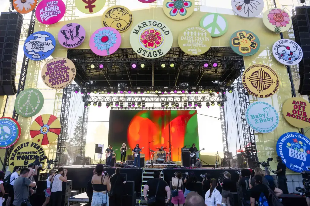 The Breeders perform on the Marigold Stage during the Daisy...