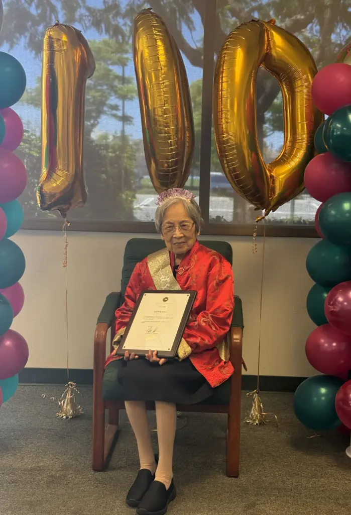 Eva Wong Young celebrates her 100th birthday at Irvine Adult...