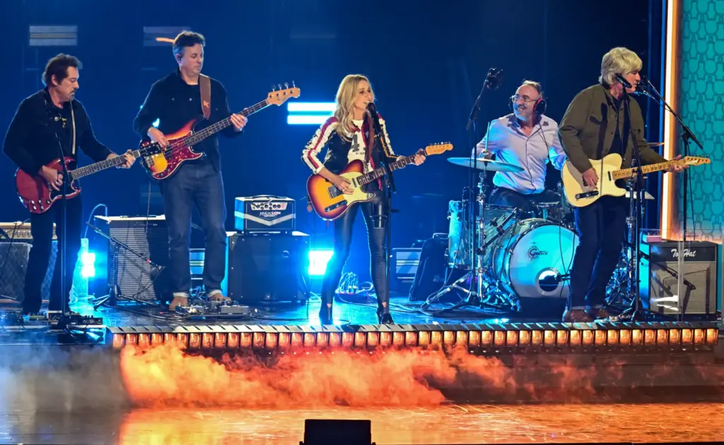 Sheryl Crow performs a song she wrote for the new...