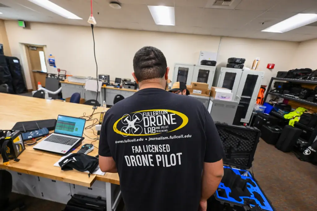 Matthew Alayoubi at the Fullerton Drone Lab at Fullerton College...