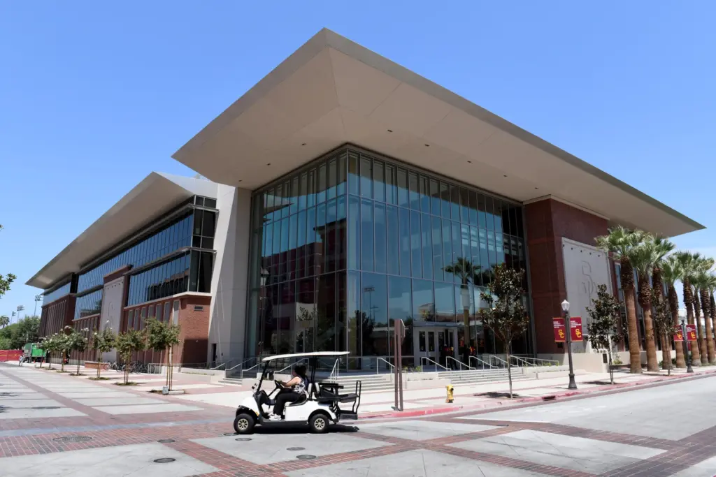 Members of the media tour the new state-of-the-art Bloom Football...