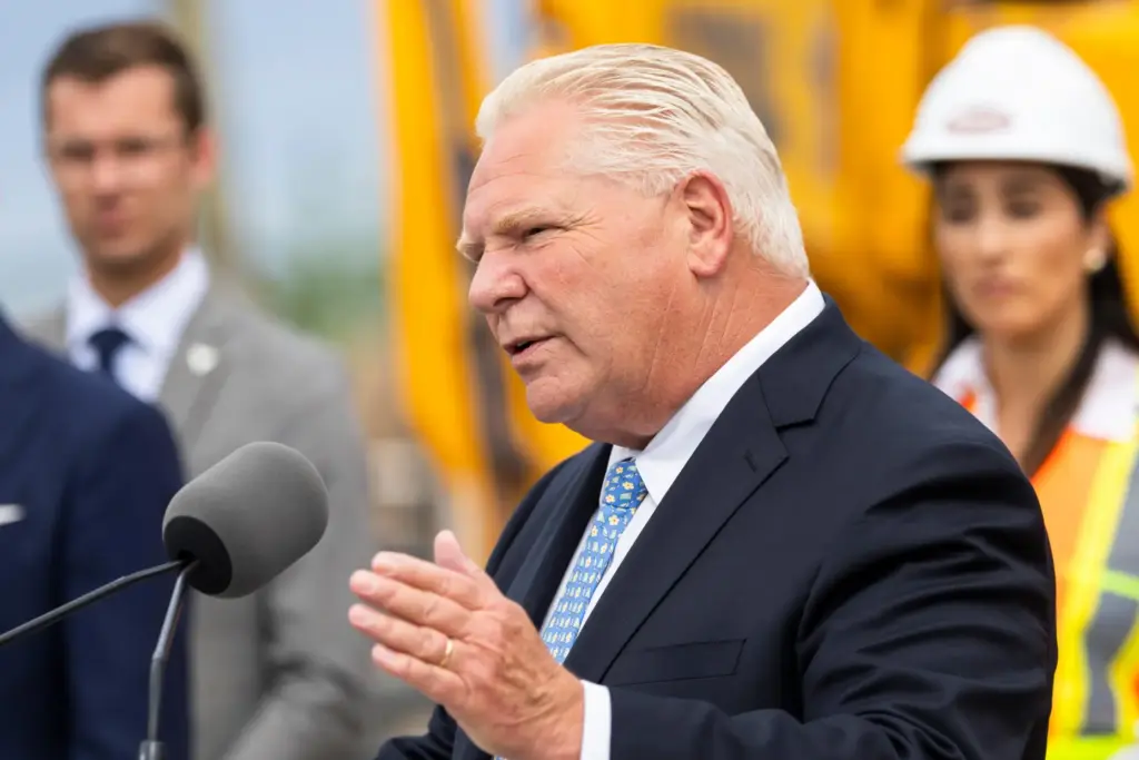 Ontario Premier Doug Ford speaks to media at a housing...