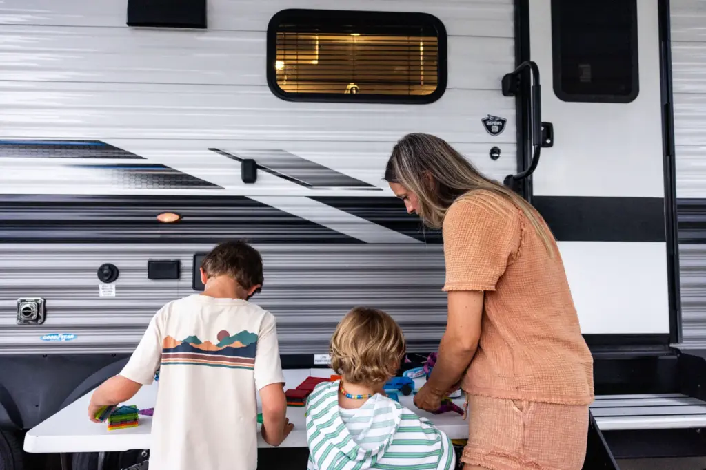 Laura Campbell spends time with Ellis Campbell, 8, and Wells...
