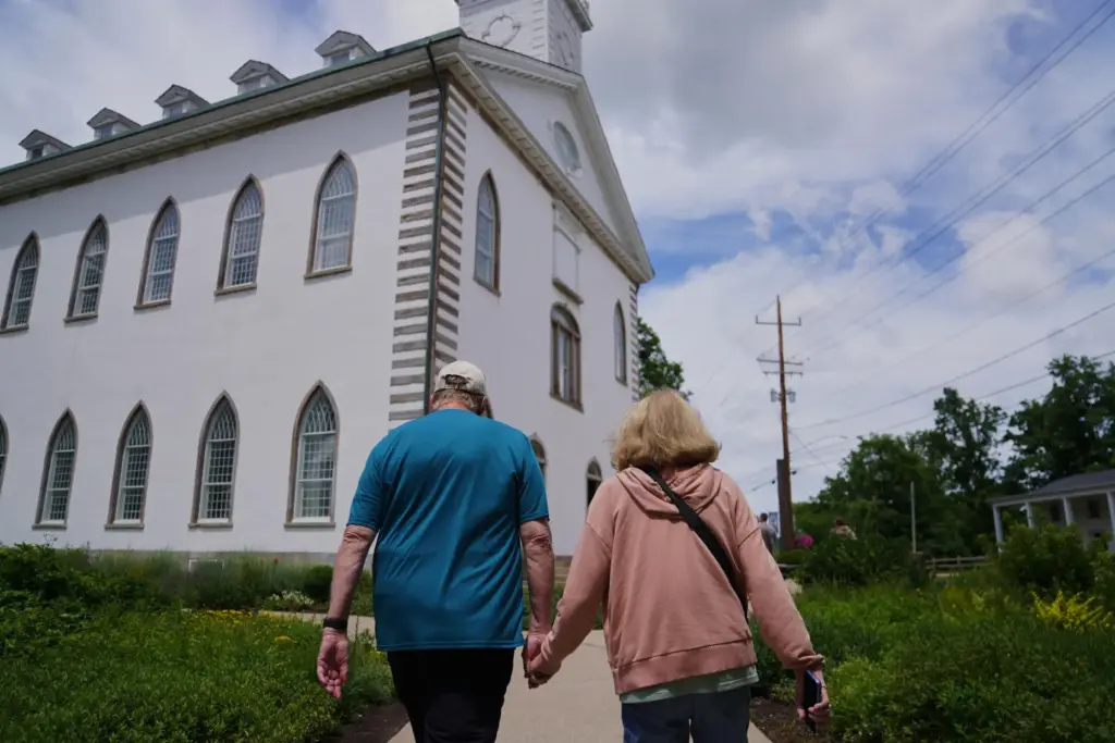 Tourists visit the Kirtland temple site, a nearly two-century old...