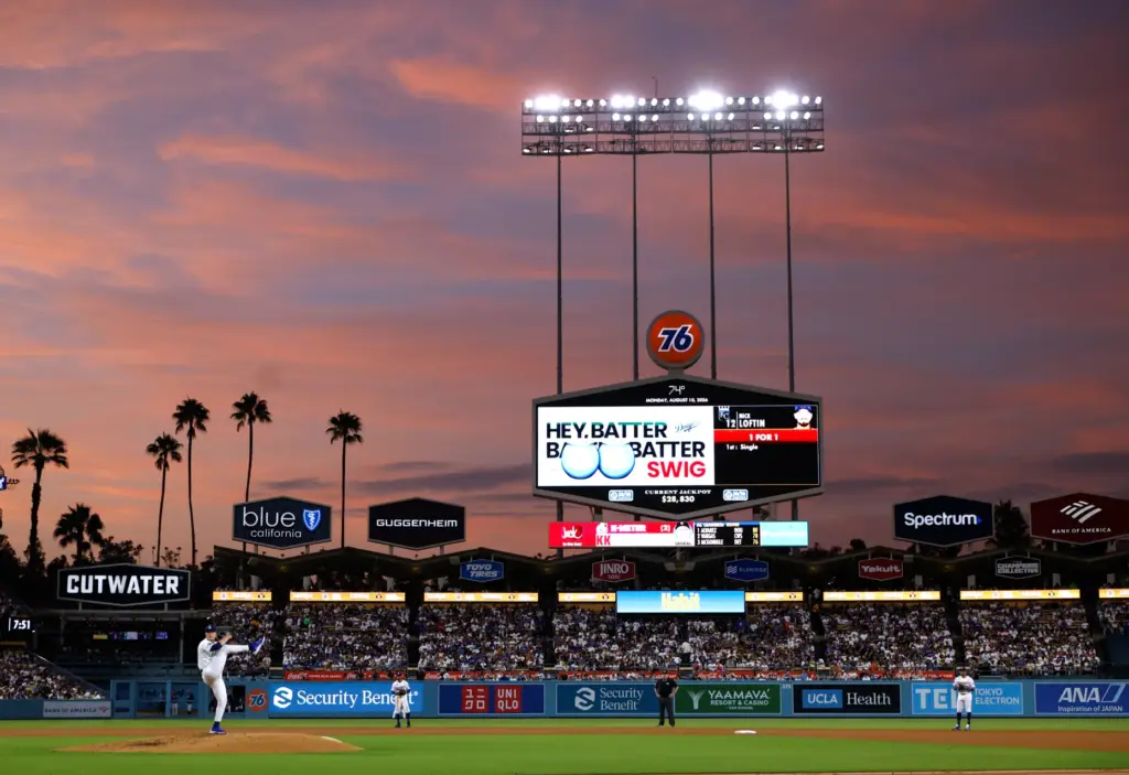 Dodgers starting pitcher Tarik Skubal throws to the plate during...