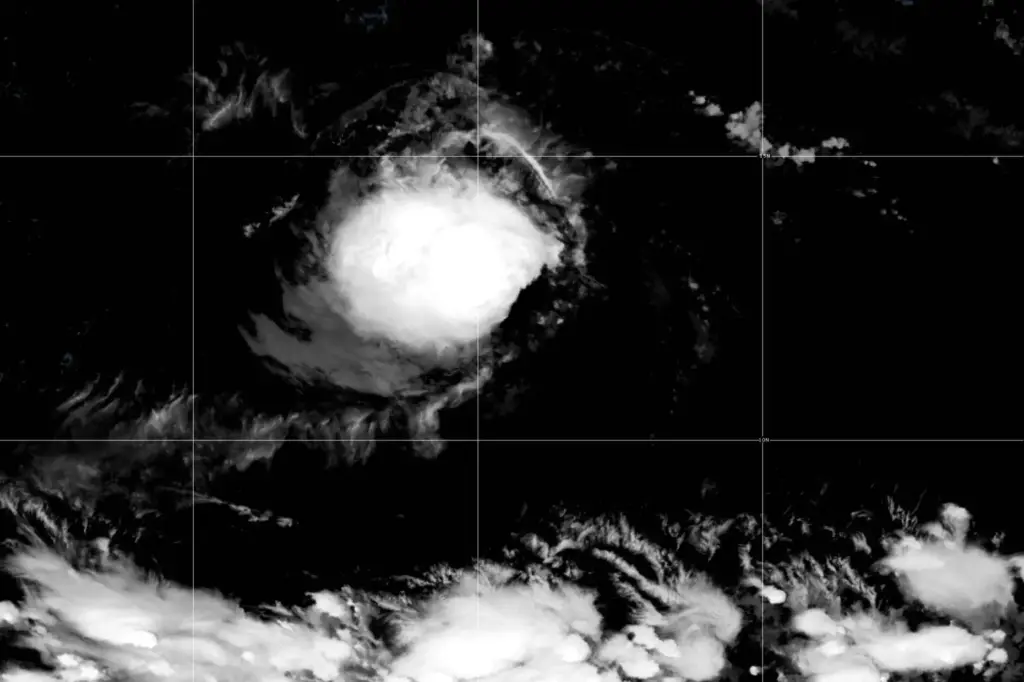 This satellite image released by NOAA shows Tropical Storm Lowell...