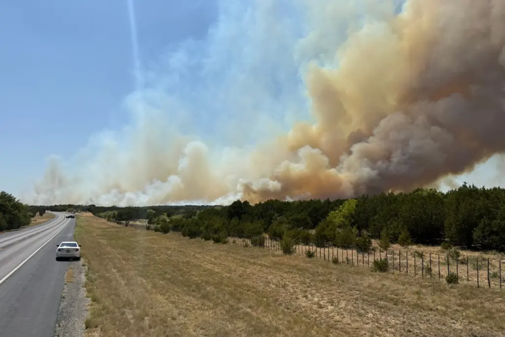 The Ross Fire burns in Palo Pinto County, Texas, on...