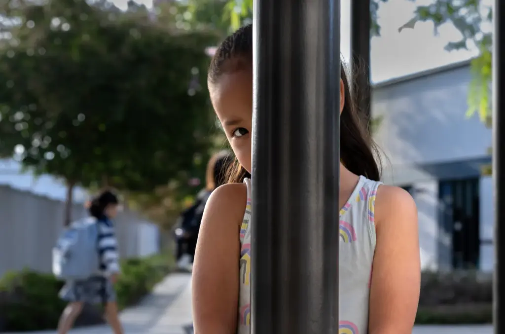 Millie Perez, 4, waits for the first day of school...
