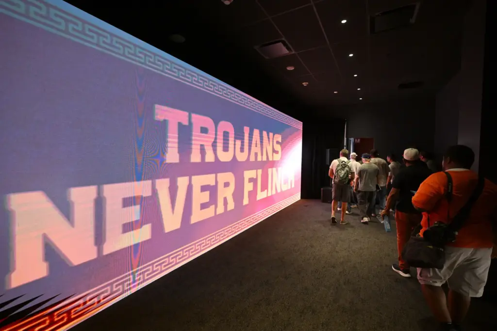 Members of the media tour the new state-of-the-art Bloom Football...