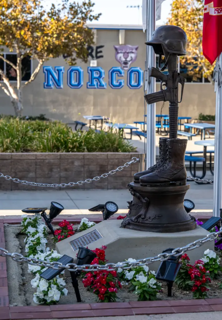 Norco High School unveiled a memorial, seen Wednesday, Aug. 26,...