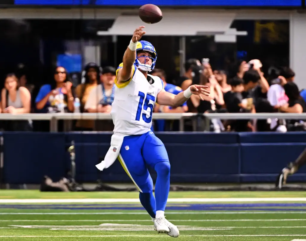 Rams quarterback Ty Simpson (15) passes against the New Orleans...