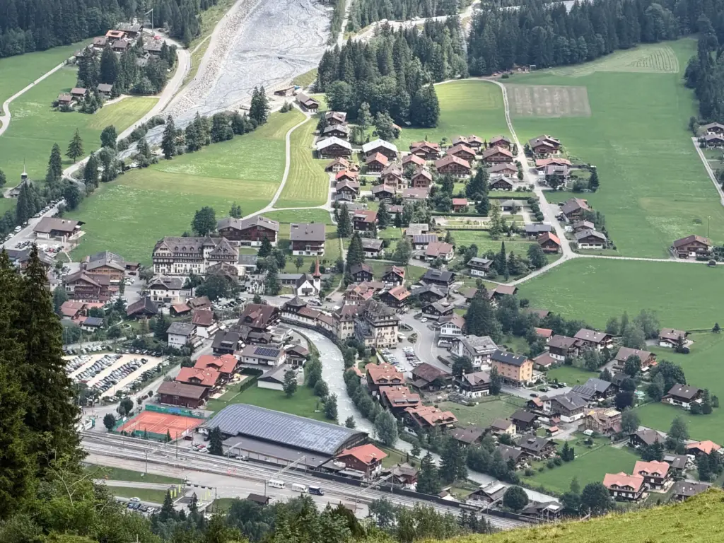 Areal view of the village center of Kandersteg, Switzerland, Tuesday,...