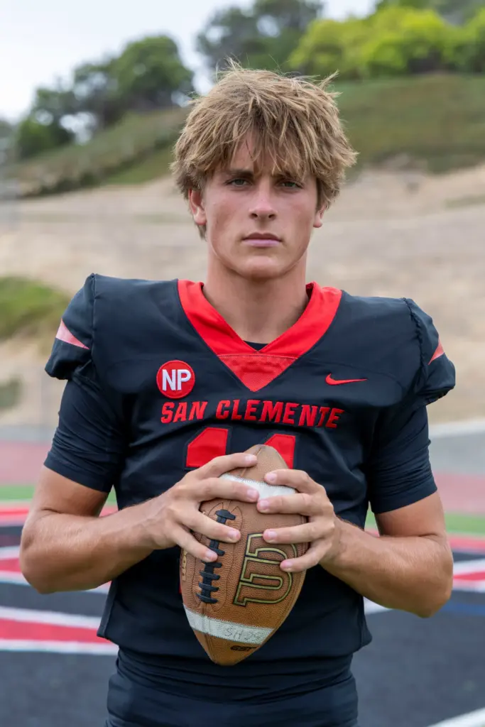 San Clemente quarterback Preston Beck (11) poses for a portrait...