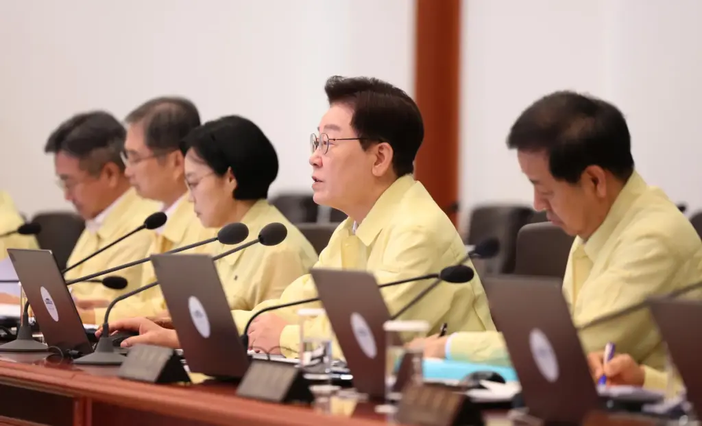 South Korean President Lee Jae Myung speaks during a cabinet meeting.