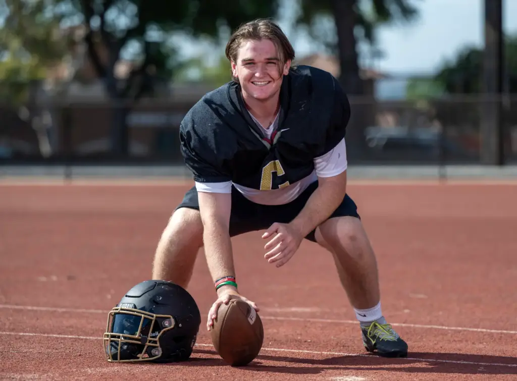 Gannon Berkson, Canyon High School center, in Anaheim on Wednesday,...