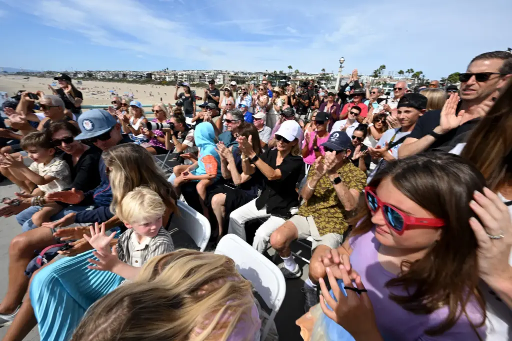 Families and friends attend the annual Manhattan Beach Open Walk...