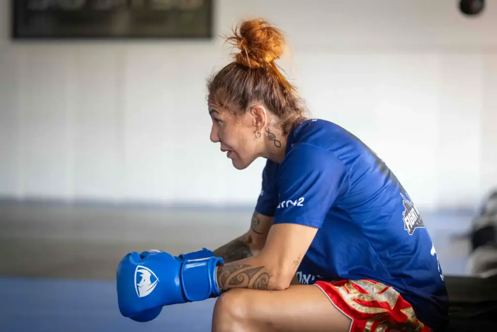 PFL featherweight champion Cris Cyborg works with Thai Boxing coach...