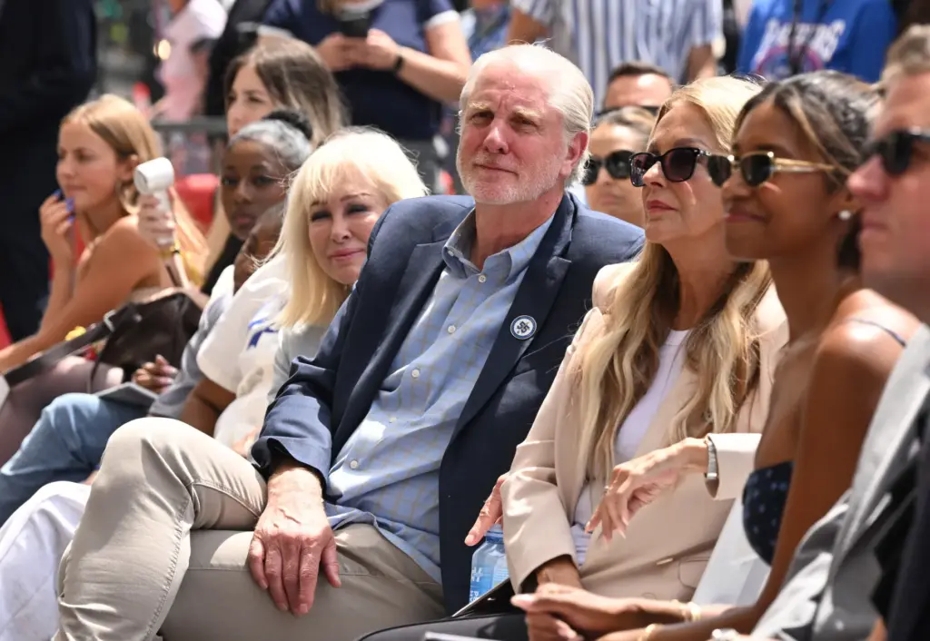 Los Angeles Dodgers, Chief Operating Officer Bob Wolfe looks on...