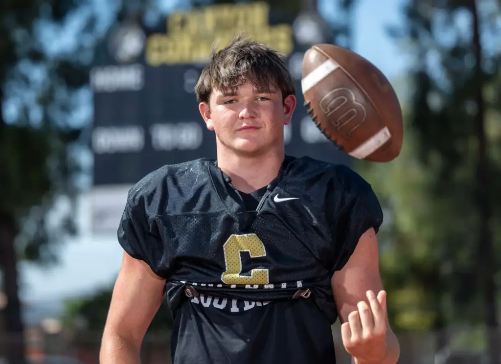 James Munro, Canyon High School running back and linebacker, in...