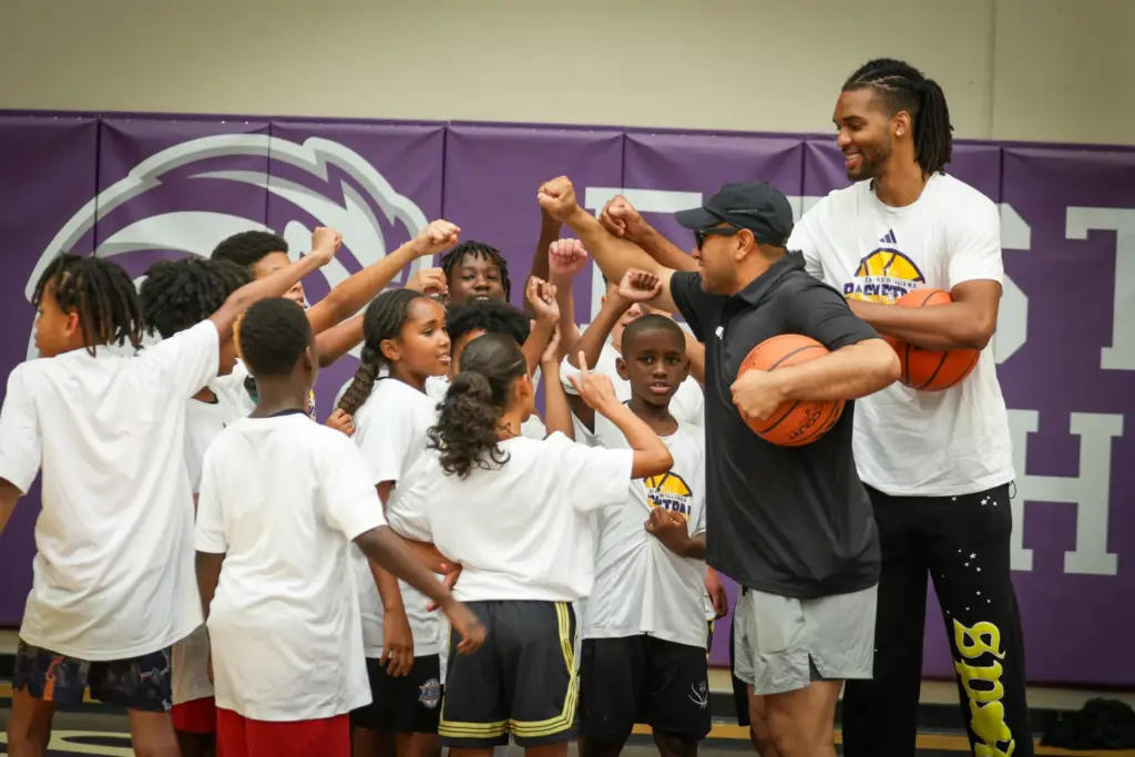 New Lakers forward Ziaire Williams, right, hosted kids at his...