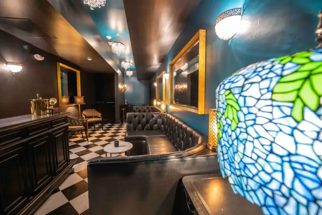The upstairs Tiffany Lounge, which offers theater donors a place...