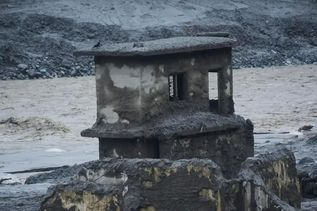 Damage in the aftermath of flash floods in Devighat, Nepal.