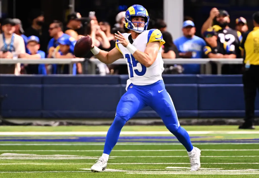 Rams quarterback Ty Simpson (15) passes against the New Orleans...