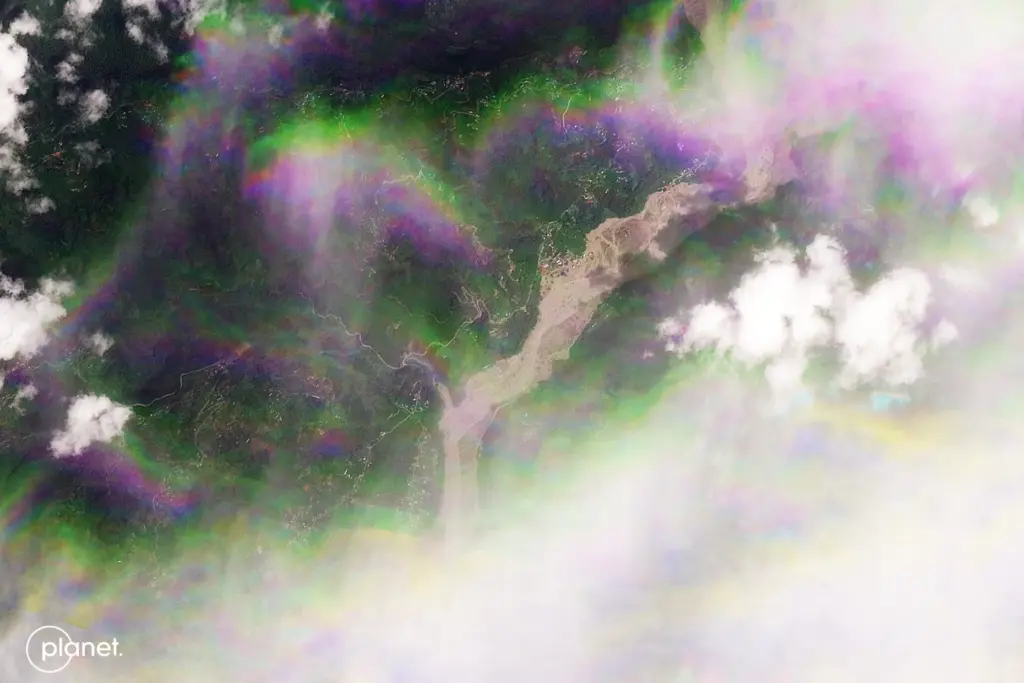 This image provided by Planet Labs PBC shows the Betrawoti-Bazaar...
