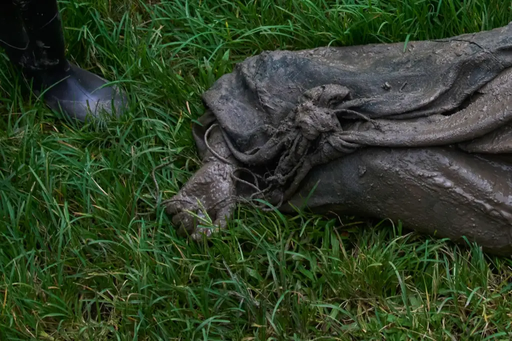 A body of a victim of a flash flooding lies on the ground along the Trishuli River.